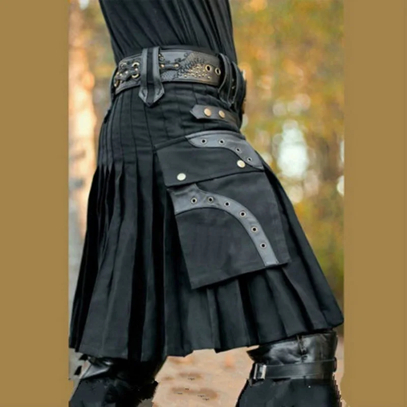 2020 New Scottish Mens Kilt Traditional Skirt Metal Classic Retro Traditional Personality Kilts Check Pattern Skirts