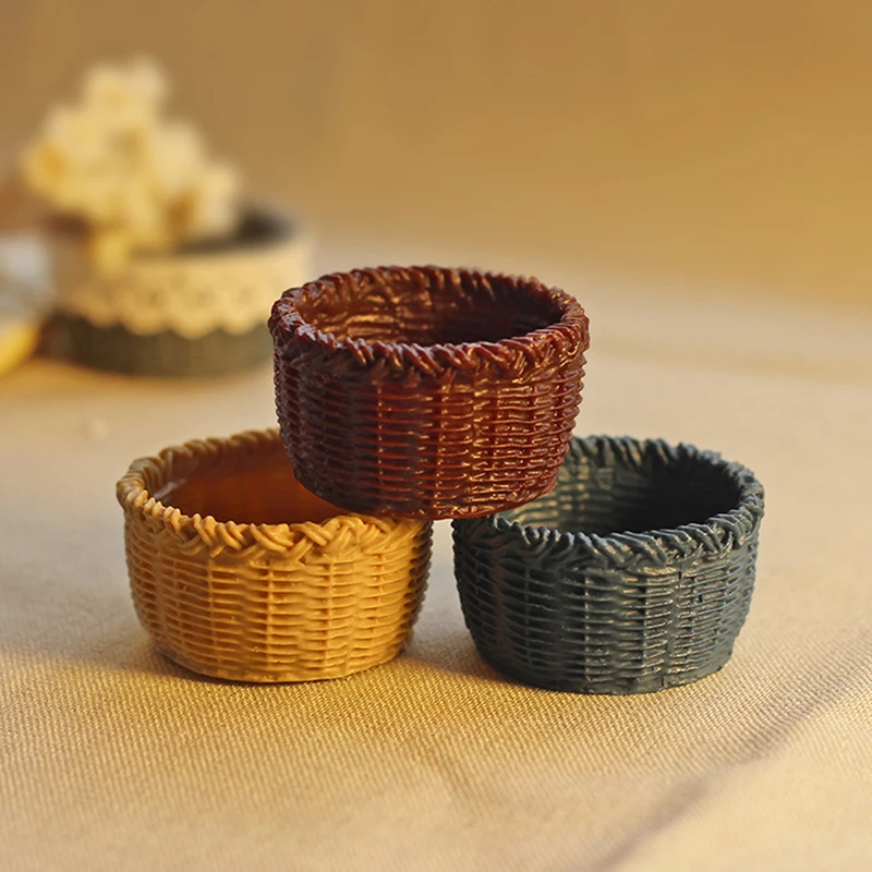1/12 Dollhouse Miniature Accessories Mini Resin Basket Doll House Decoration
