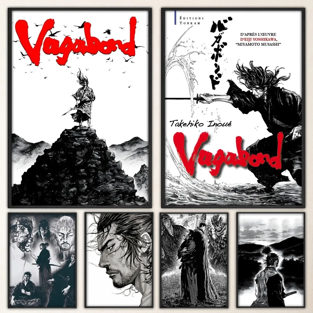 Póster de anime vagabundo, póster elegante, pegatina de pared para sala de estar, Bar, pintura decorativa Vintage media