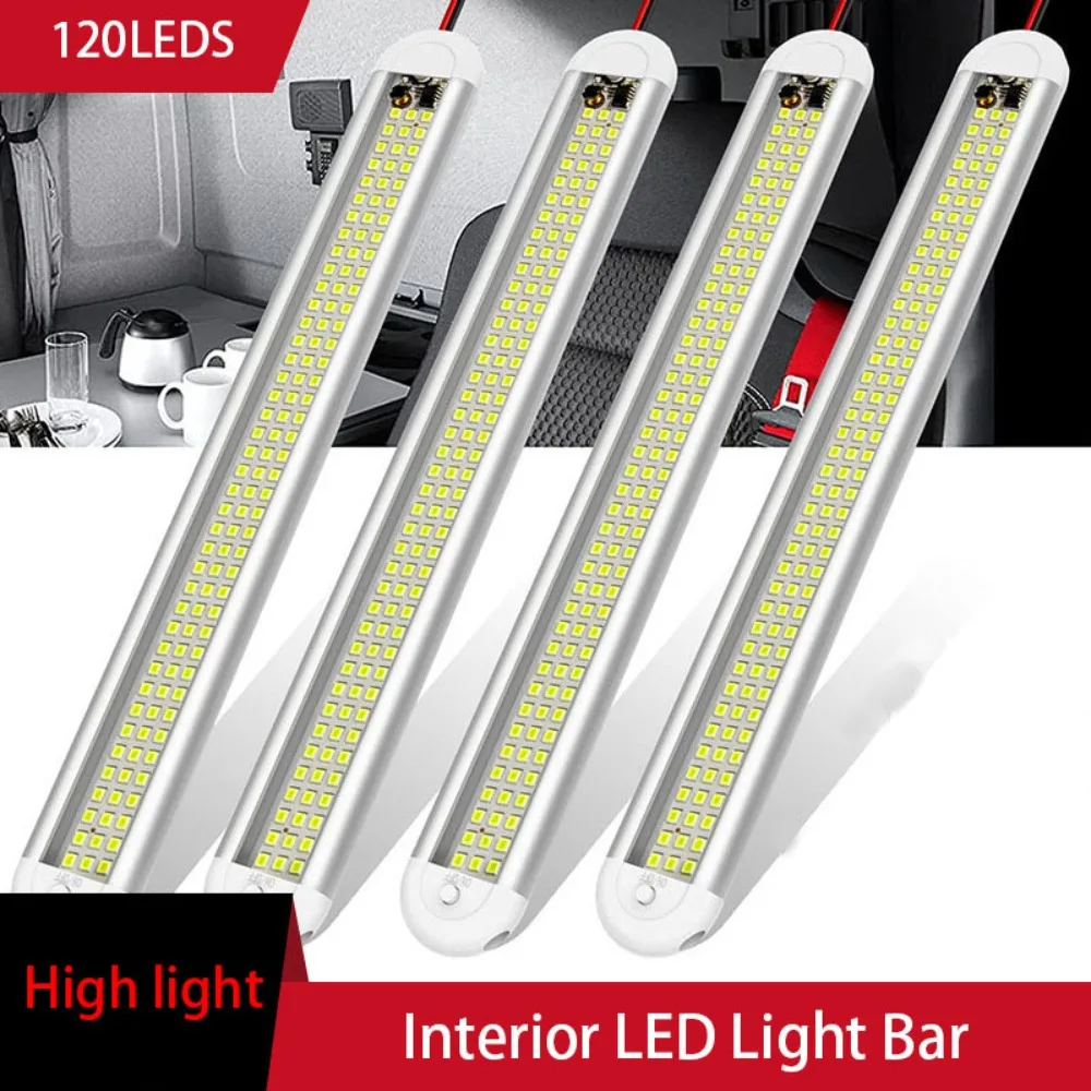 12V LED Interior Light Bar 120LEDs High Brightness Led Lighting Cab Reading Strip Lights for Trailer Car RV Van Truck