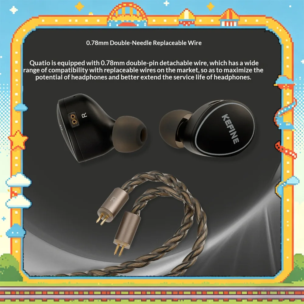 KEFINE Quatio 2DD 2BA Hybrid In-Ear Earphones Detachable 0.78mm 2Pin Cable HiFi IEM For Gifts