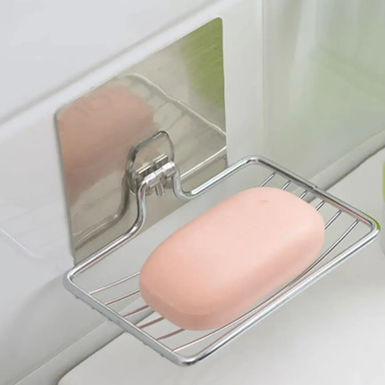 1pc-Stainless steel soap rack, wall mounted soap rack, drainage soap tray, simple soap storage rack in home bathroom