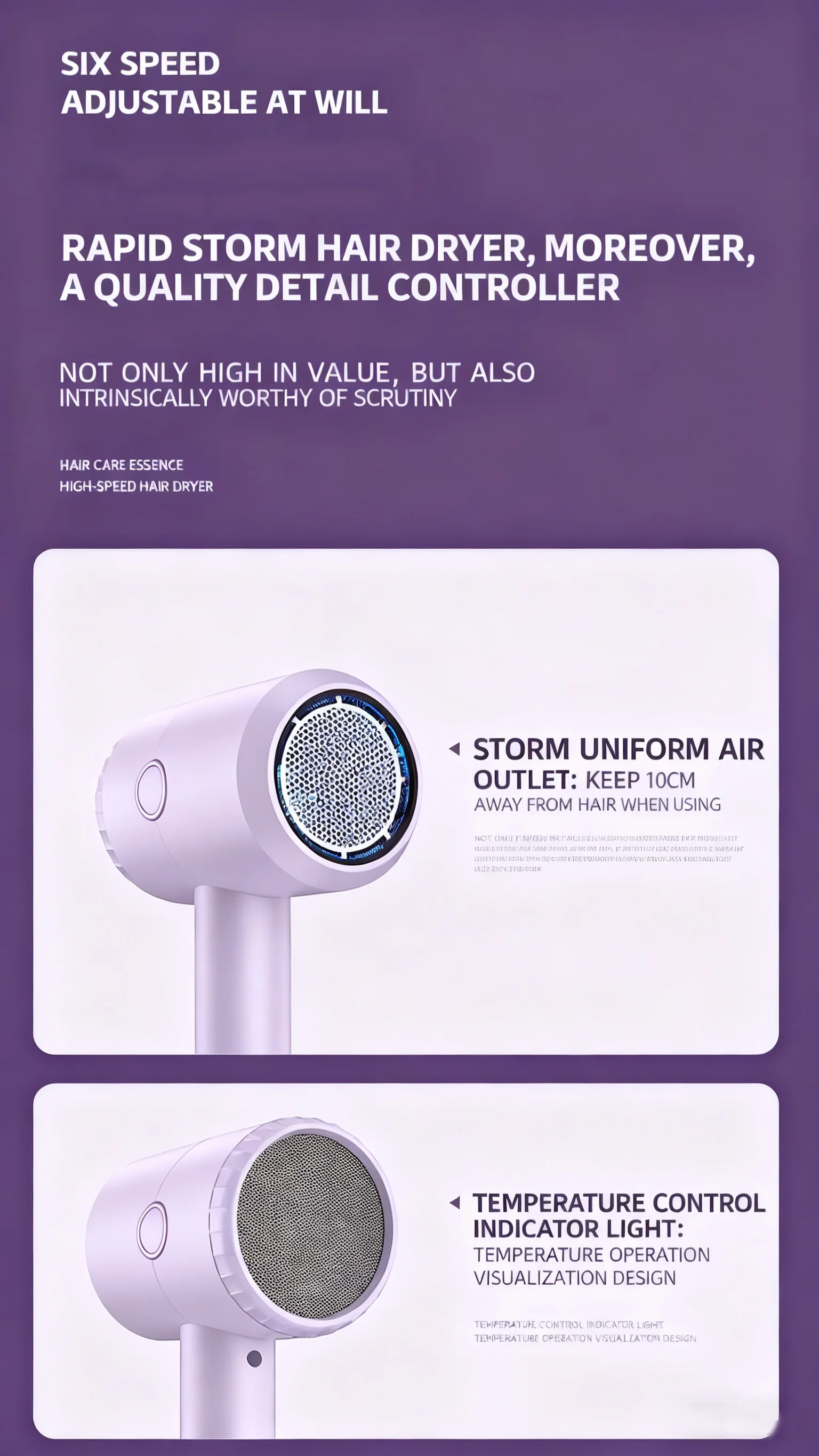 Professional Home Salon Hair Dryer High Speed Negative Ionic Portable Mini Hair Dryer