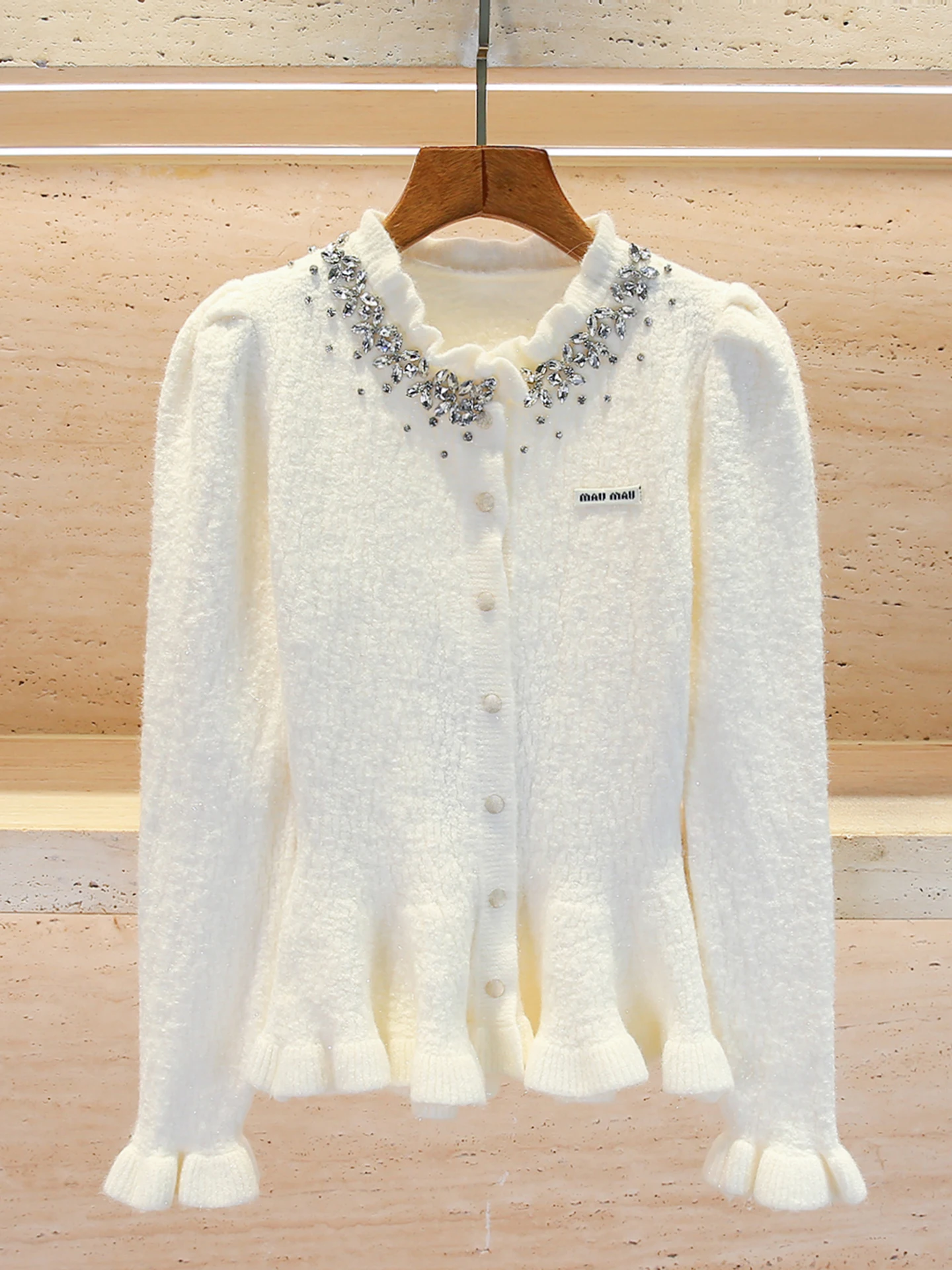 

Высококачественный женский вязаный кардиган с кружевом и бриллиантами, осень-зима, Новое поступление, удобный, дышащий