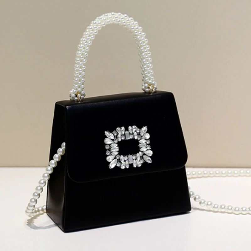 Luxury diamond small square bag pearl handbag 2024 new versatile and fashion women bag crossbody bag shoulder bag