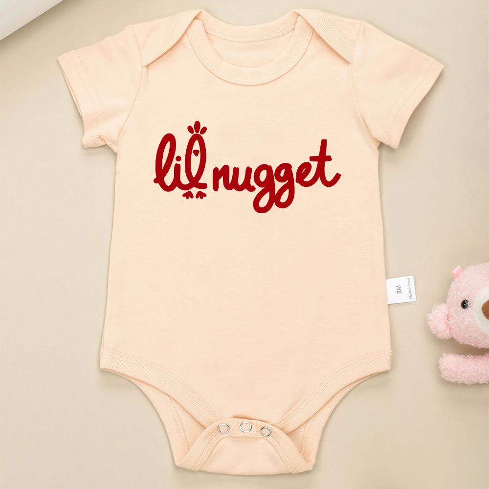 Lil Nugget engraçado bebê bodysuit, manga curta, macacão casual ao ar livre criança menino, algodão solto respirável infantil Onesies, verão