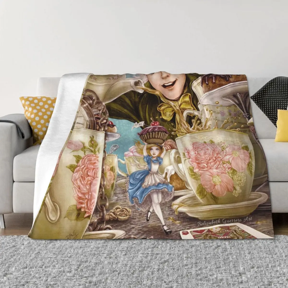 

Alice Mad Tea Party Throw Blanket decorative Thermal Decorative Beds Luxury Blankets