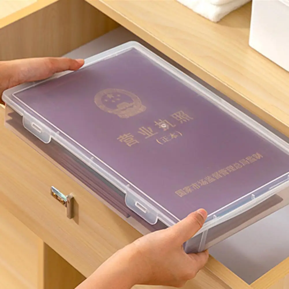 透明なドキュメント収納コンテナ、データ証明書、文房具、ジュエリー、学校、事務用品用のプラスチックボックス、a4