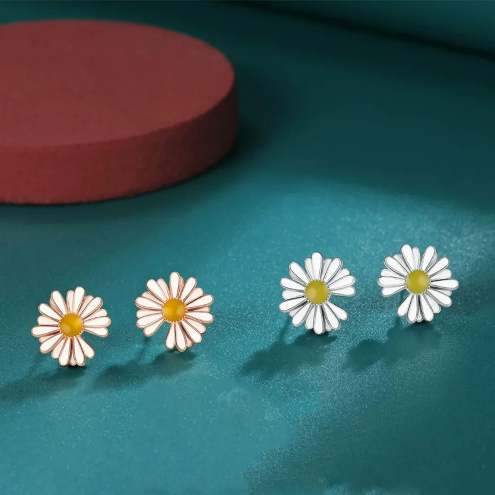 

Women's 925 Silver Forest Style Daisy Earrings - Korean Style Freshness, Simple Floral Ins Style Stud Earrings