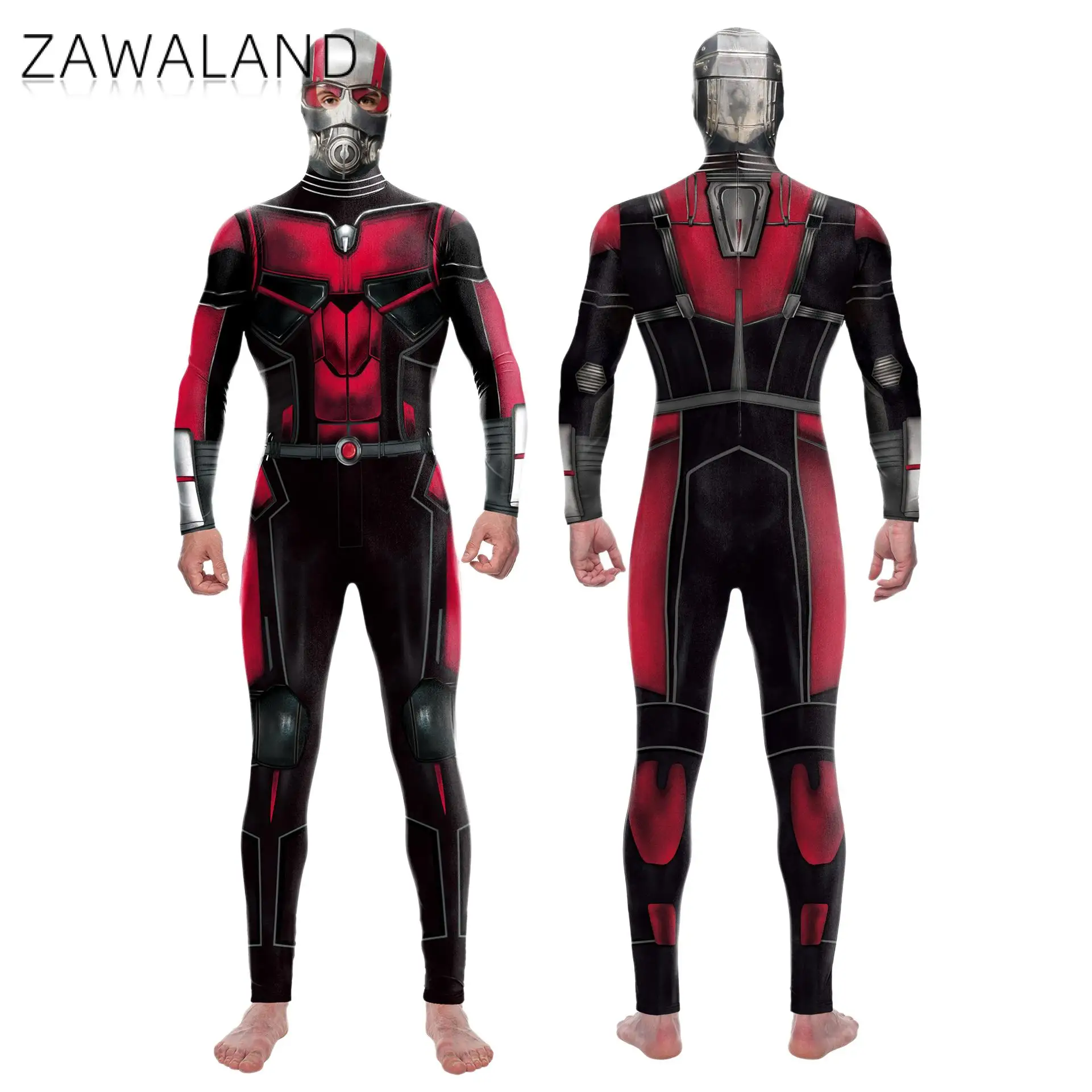 Zawaland Man Robot Superhero Cosplay Costumes 3D Print Woman Punk Jumpsuits Halloween Zentai Bodysuit Sexy Carnival Party Outfit