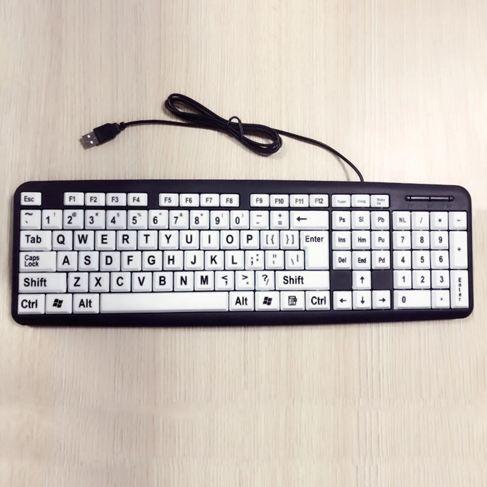 Large Print Computer Keyboard Full Size High Contrast for Elderly People