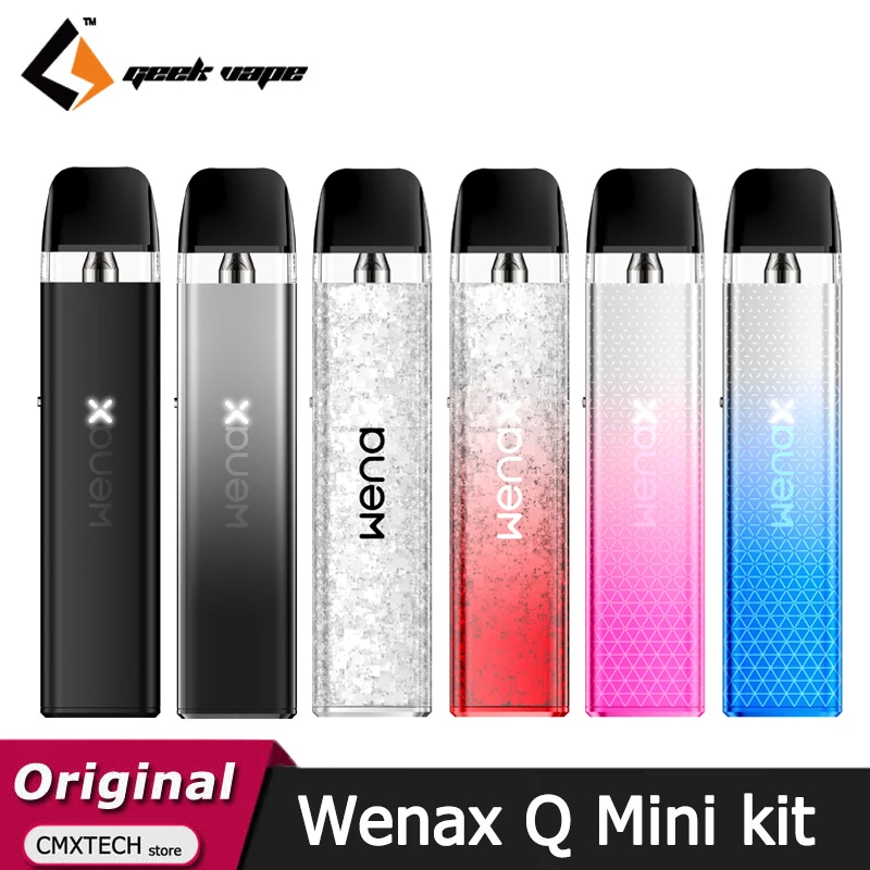 Geekvape-Wenax Q السجائر الإلكترونية الصغيرة ، MTL RDTL مجموعة أجهزة تبخير ، 25 واط 1000 مللي أمبير بطارية ، 2 مللي خرطوشة جراب ، 0.6 أوم ، 1.2ohm ، الأصلي