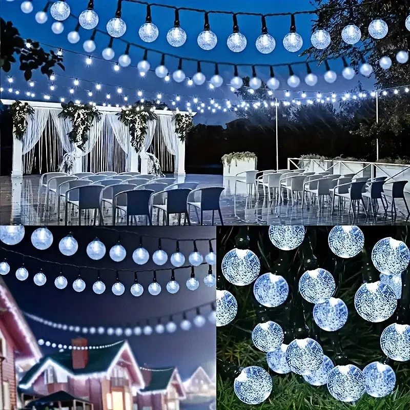 Outdoor Solar Crystal Globe Lights 8 Modes Xmas Waterproof Crystal Balls Lamp for Patio Wedding Halloween Christmas Tree Decor