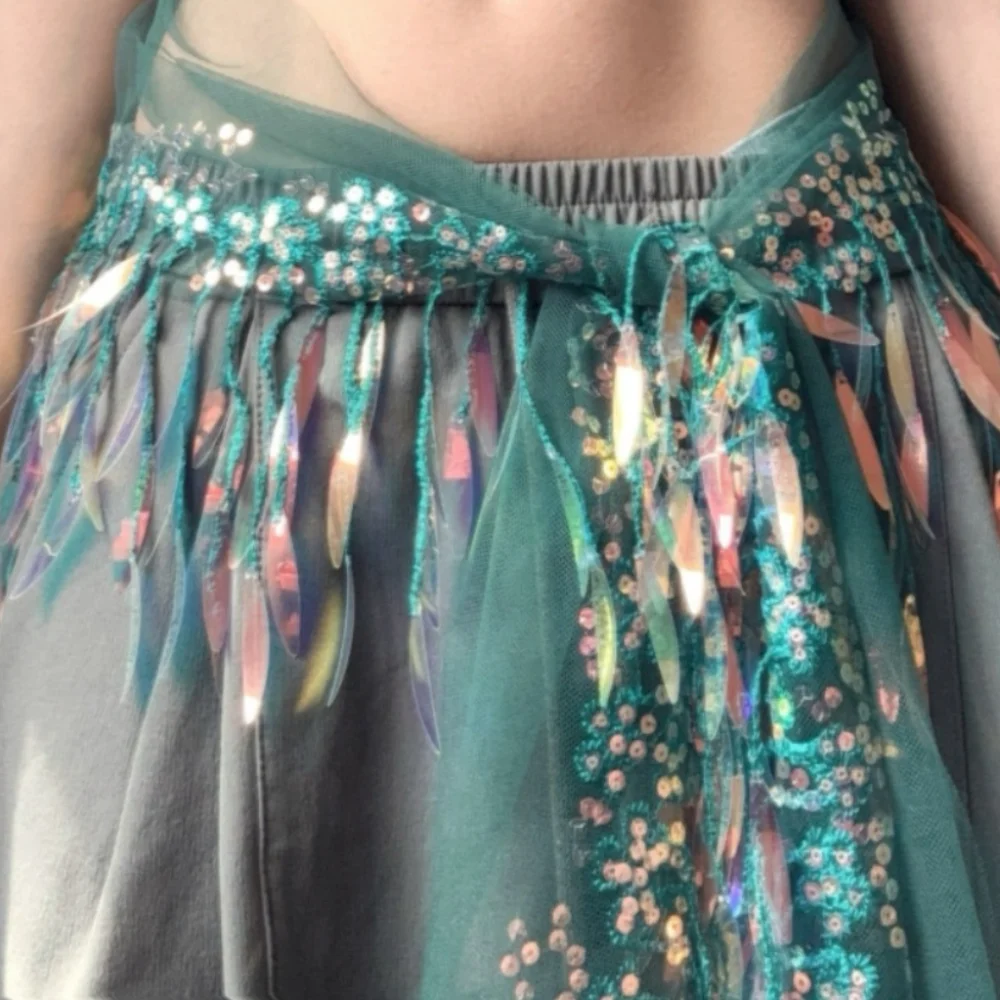 الجينز ديكور الجاز الرقص وشاح الورك الهيب هوب Y2K شرابات حزام الثلاثي وشاح قميص موسع الترتر حزام الخصر اكسسوارات