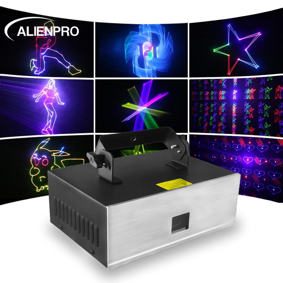 ALIENPRO 2W 4W 5IN1 RGB Laser Light Projector Animation 3D Beam Scanner DJ Disco Bar Club Party Dance Wedding Show Stage Effect