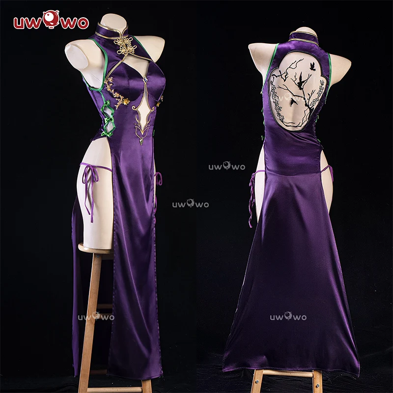 IN STOCK UWOWO C.C. Cosplay Codee Geasss: C.C. CC Purple Cheongsam Cosplay Costume Purple Dress Halloween Costume - Image 3