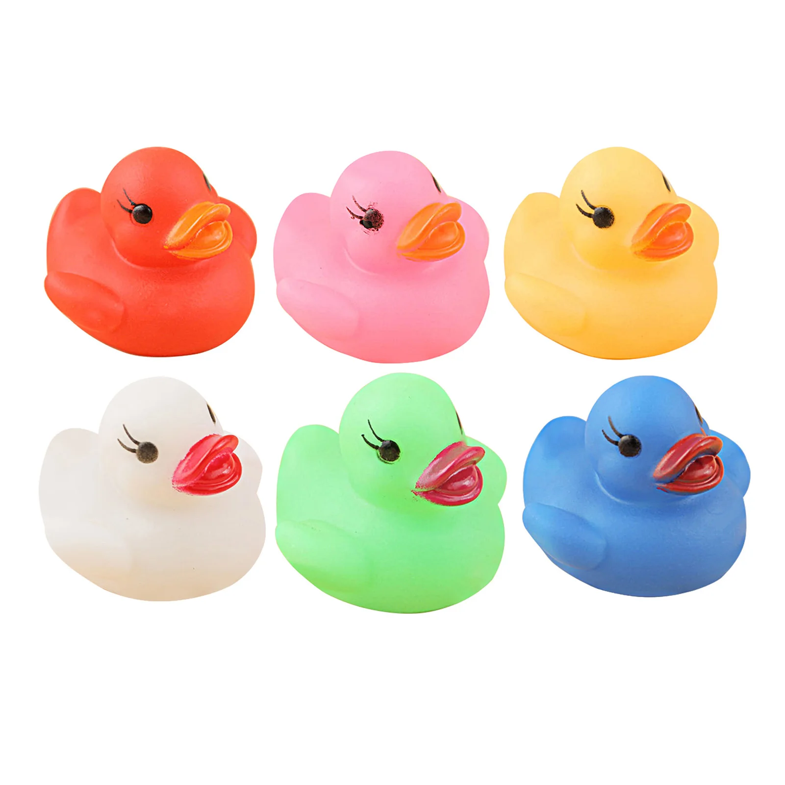 Pato brillante de vinilo seguro para niños, juguetes de baño de pato, juguetes de baño compactos portátiles, juguetes de baño para bañera, 6 piezas