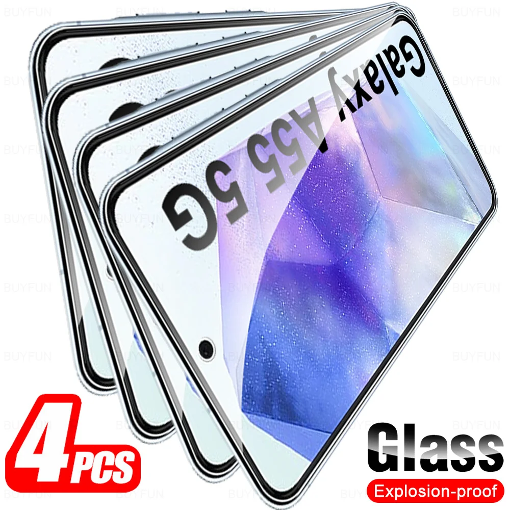 Samang A55 Glass 4Pcs For Samsung Galaxy A55 Tempered Glass Samung Samsun A 55 55A 5G Samsunga55 SM-A556B 6.6'' Screen Protector