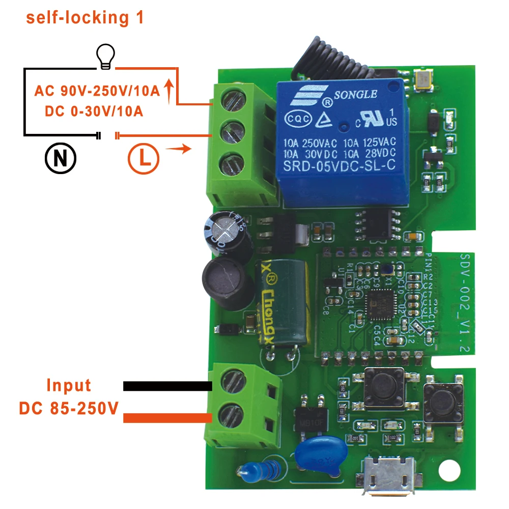 EWelink 1Channel AC/DC7-32V AC85-250V USB5V Smart Speaker Wireless Module Switch Receiver Switch Alice Alexa Google