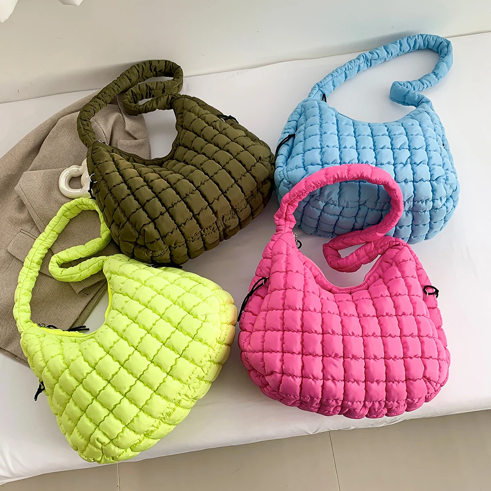 Women Cloud Hobo Bag Large Capacity Quilted Bubbles Crossbody Bag Solid Color Fashion Padded Sling Bag Puffer Shoulder Bags