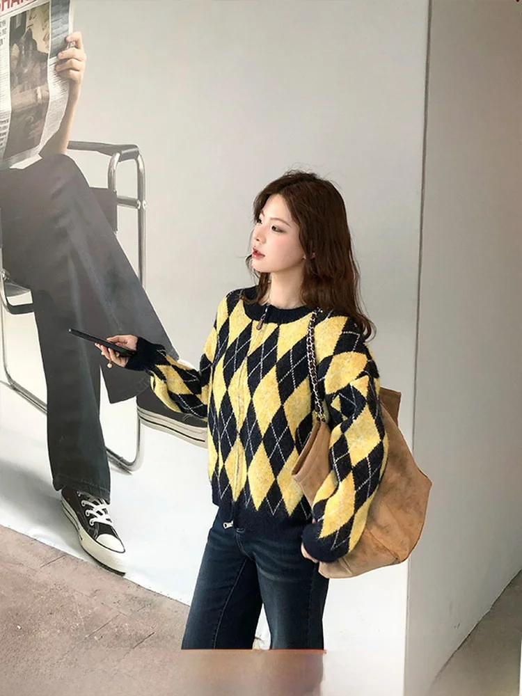 

Женский вязаный свитер Amber id Color Blo свободного кроя с круглым вырезом, больших размеров, теплый, для осени и зимы, для повседневной носки