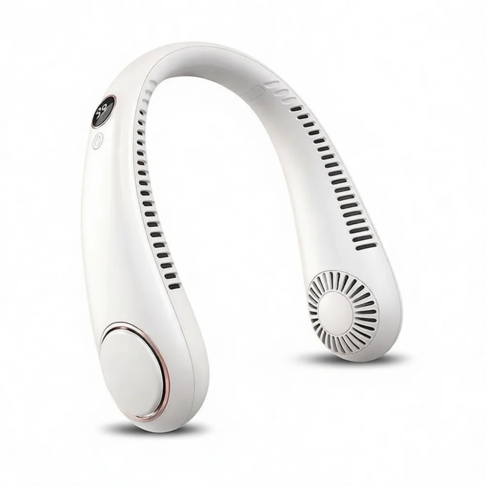 Portable Neck Fan Bladeless Digital Screen Personal Cooler Rechargeable Cooling Gadget For Outdoor Travel Sport Office