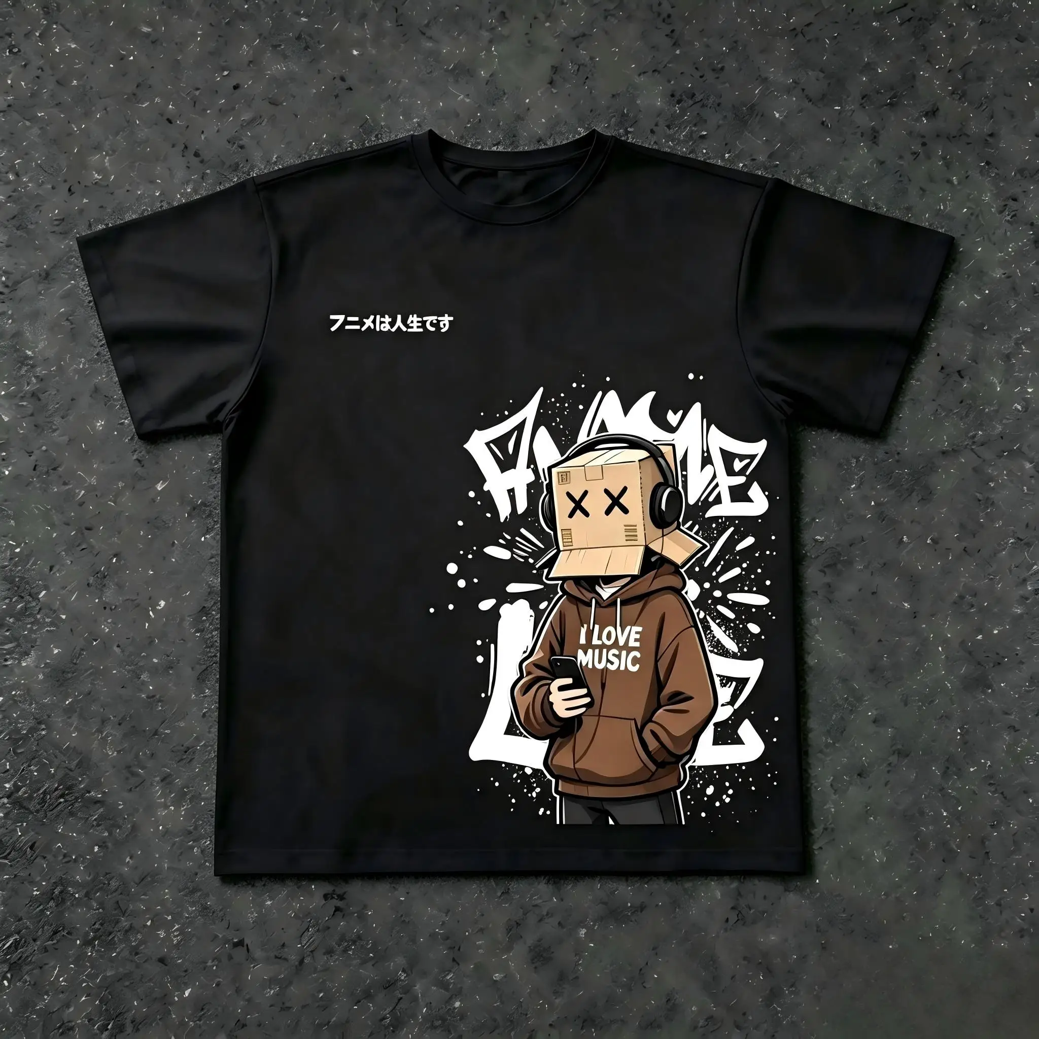 Hot selling American men's summer cartoon character music print micro elastic breathable round neck T-shirt outdoor street top