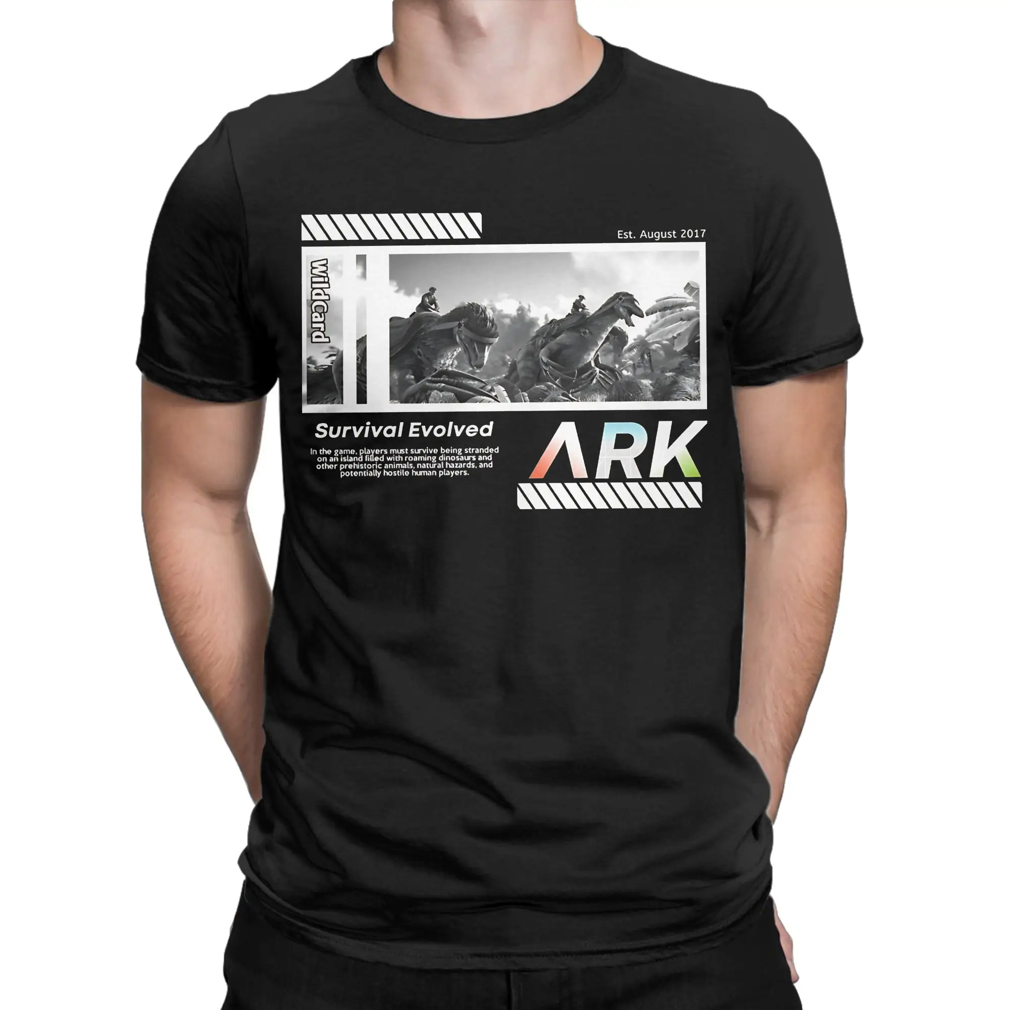 T-shirt drôle avec emblème de métal grunge, 100% coton, ARK Survival Evolved, pour hommes