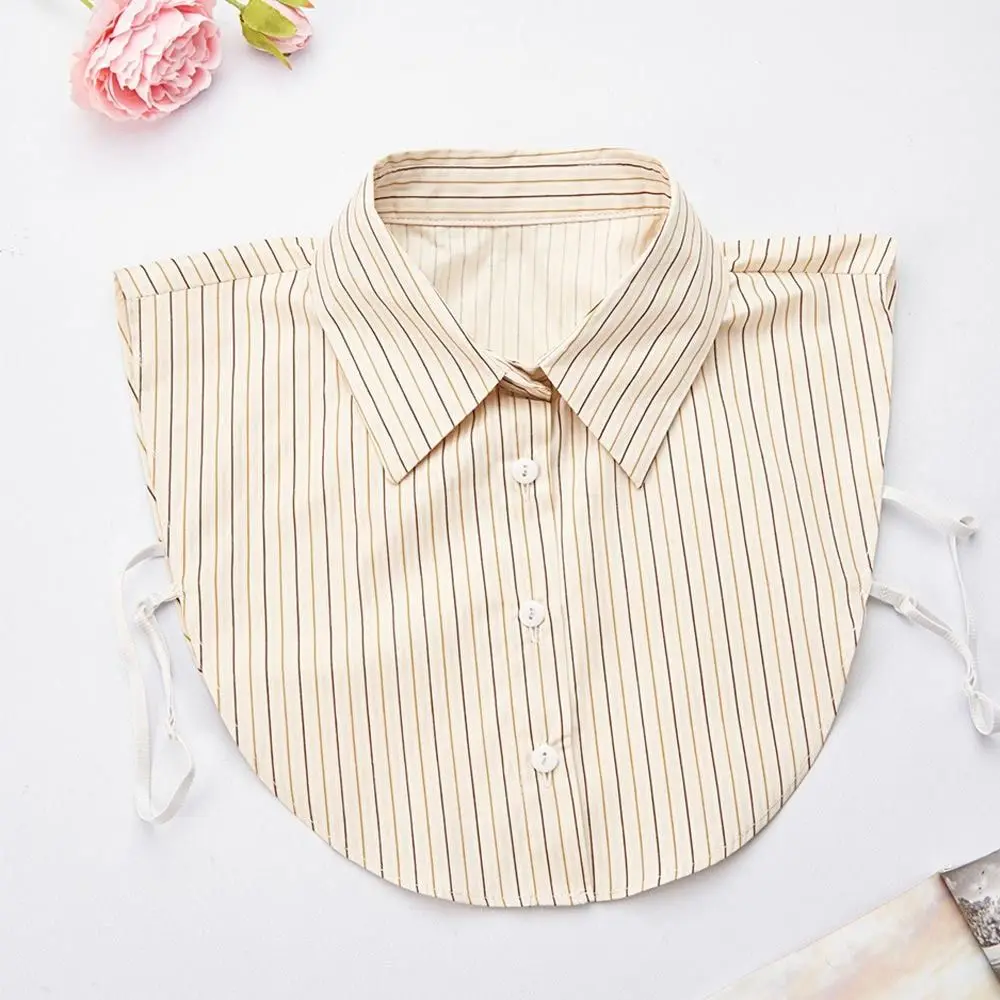 Модный хлопковый полосатый искусственный воротник, съемный классический галстук спереди, винтажная повседневная ложная блузка с воротником для женщин