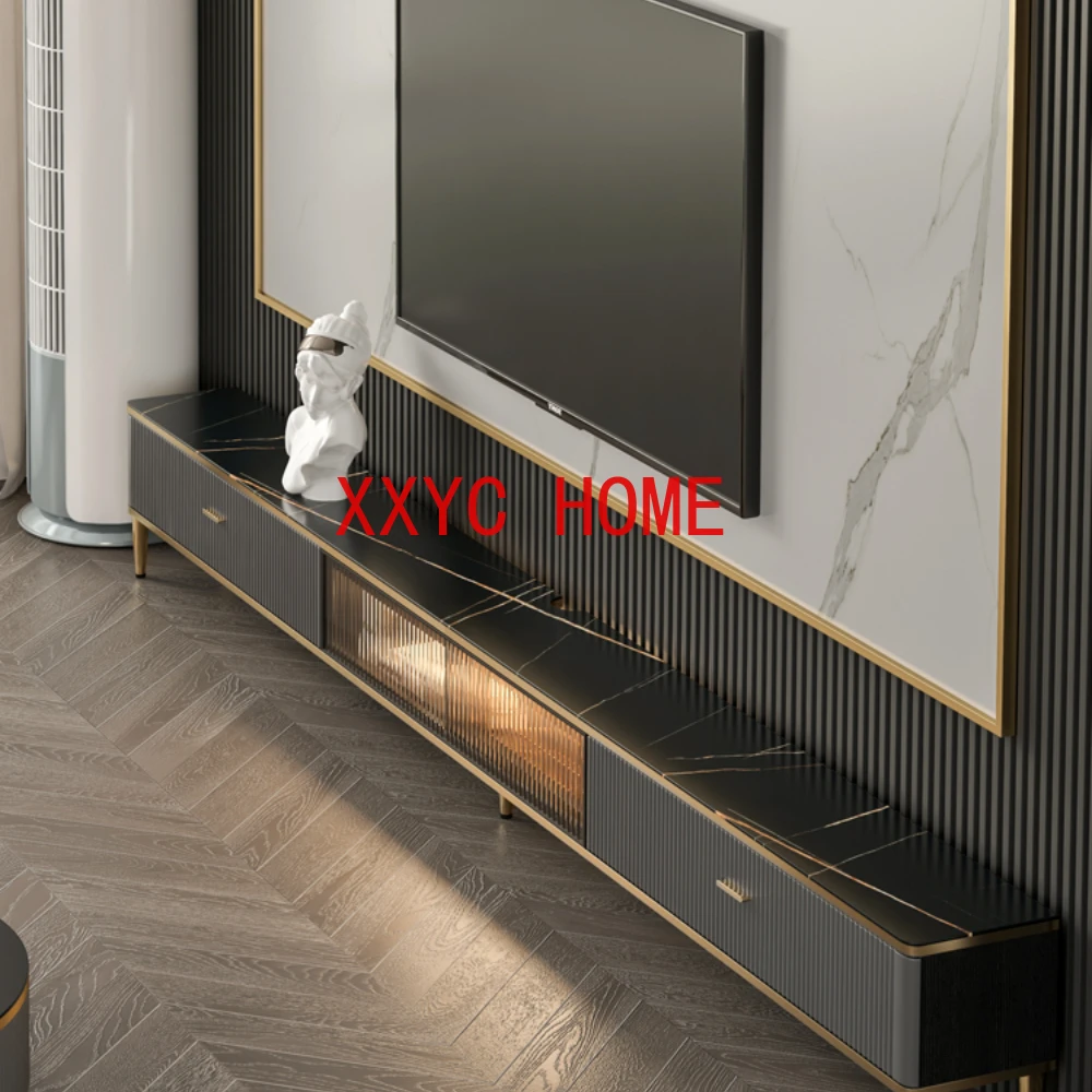 TV Cabinet Ultra-Thin Floor Living Room Modern Simple and Light Luxury Stone Plate