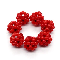 Natural Red Coral Stone Beads Hand-knitted Balls Beads for Jewelry Making DIY Charms Sea Bamboo Coral Gem Jewelry Accessories