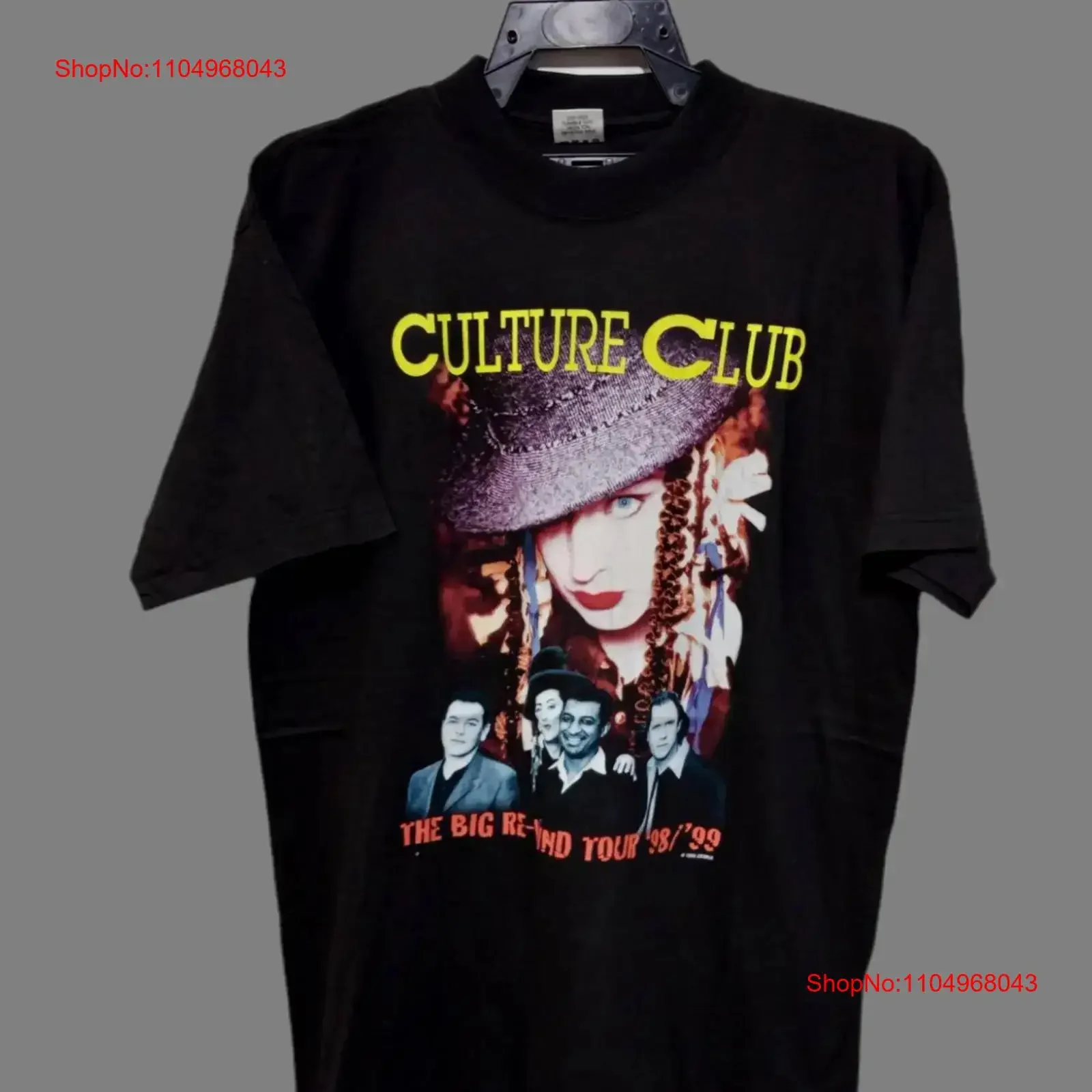 Vintage 90s CULTURE CLUB Inglés New Wave Band Negro Camiseta grande Tour 1998 Música Danza Rock Pop Soul Concierto Tamaño L vintage