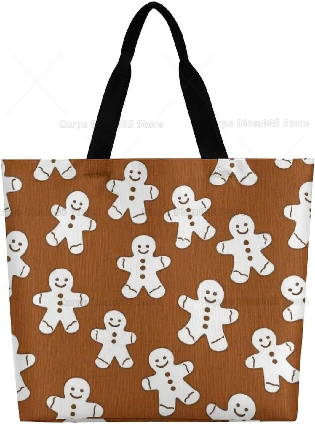 عيد الميلاد الزنجبيل رجل أنيق قماش حقيبة كتف كبيرة مقبض حقيبة للرجال النساء الصالة الرياضية الشاطئ السفر التسوق شنطة هدايا #3