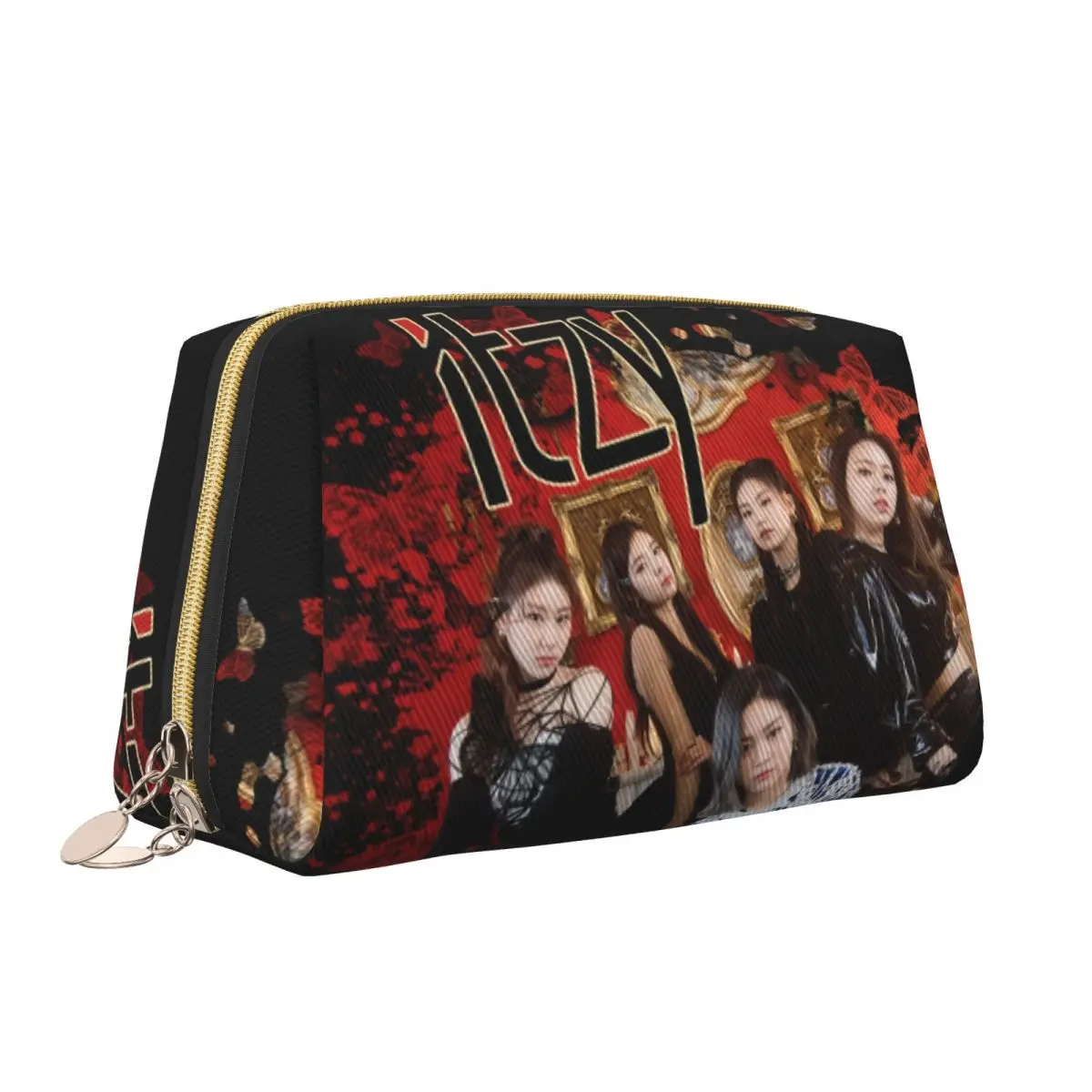 Custom ITZYS Kpop Girl Group Toiletry Bag Women Red Butterflies Cosmetic Makeup Organizer Ladies Beauty Storage Dopp Kit Case