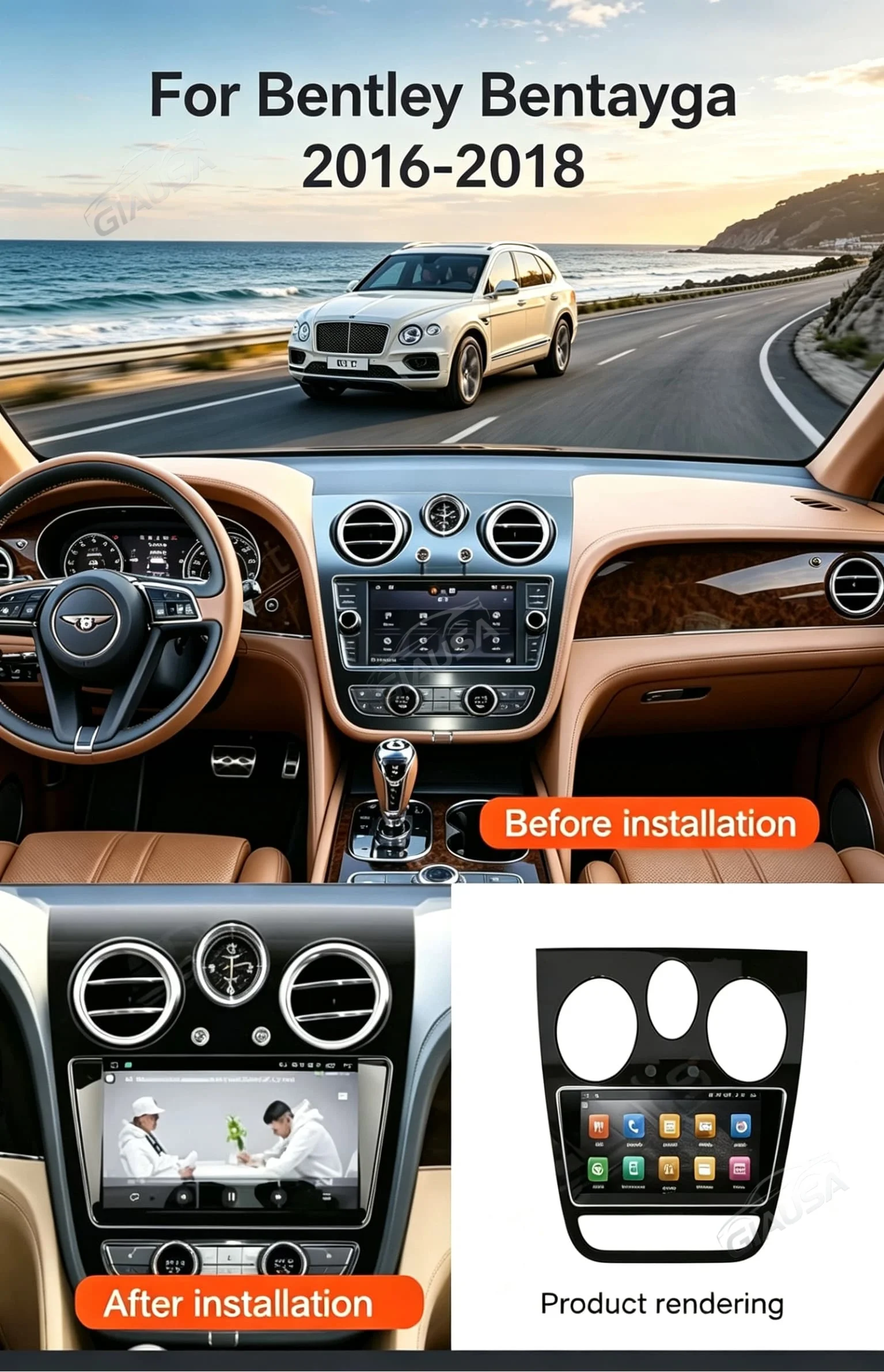 10.9’’ Android 14 Carplay For Bentley Bentayga GPS Navigation Car Radio HD Touch screen Auto Stereo Car Accessories