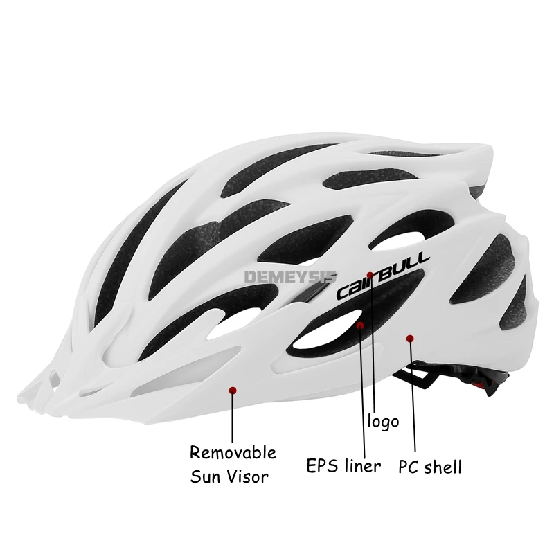 Intergrally-molded Mountain Bike Helmet with Removable Goggles Visor Adjustable Men Women Bicycle Cycling Taillight Helmet