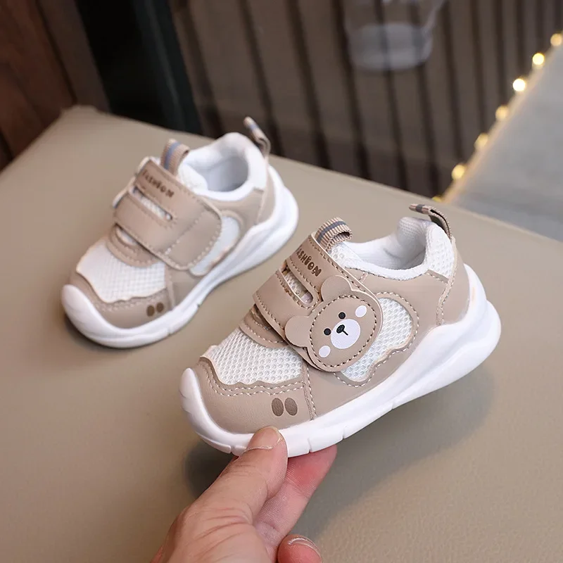 

Baby Kids Casual Flat Shoes Toes Capped Boys Girls Cute First Walking Shoes with Cute Rabbit Bear Kids Sports Shoes Anti-kick