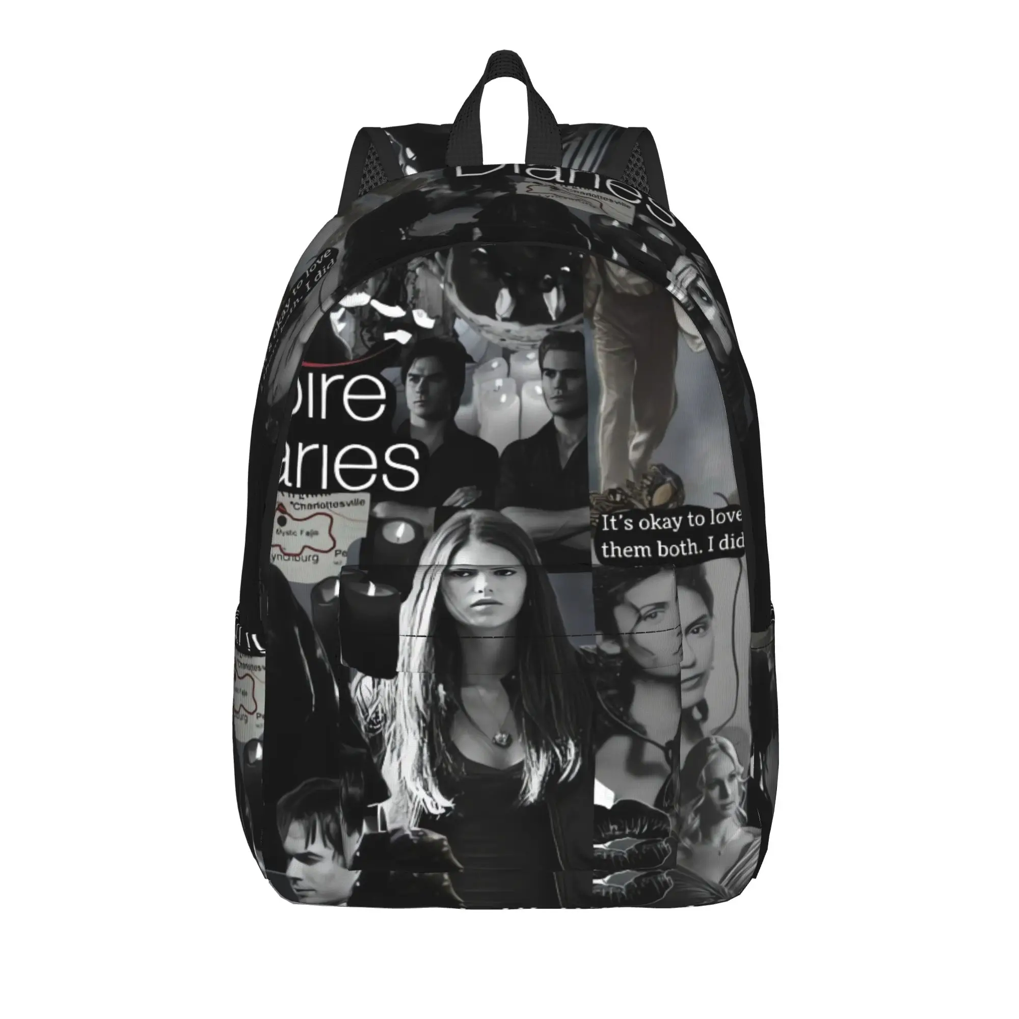 Busy Mixed Collage The Vampire Diaries Backpack  Travel Backpacks Female Design Soft High School Bags Streetwear Rucksack