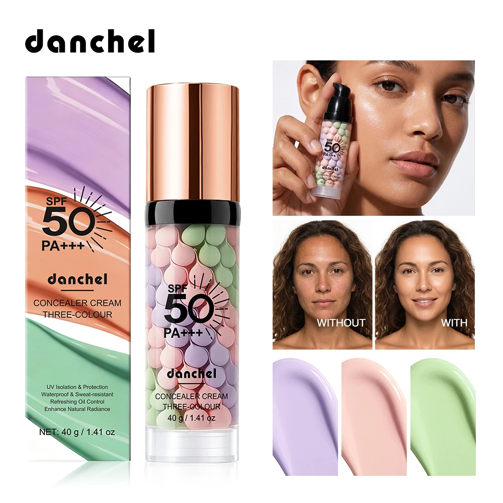 Three Color Press Release Cream Concealer Isolate Makeup Facial Base Brightening Cream Liquid Concealer Face Primer