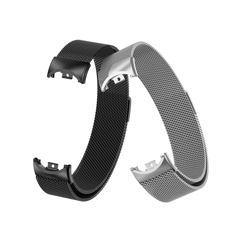 Magnetic Milanese Wristband for Xiaomi Mi Band 8/10 Buckle with Three Beads Stainless Steel Metal Strap Compatible with Xiaomi M
