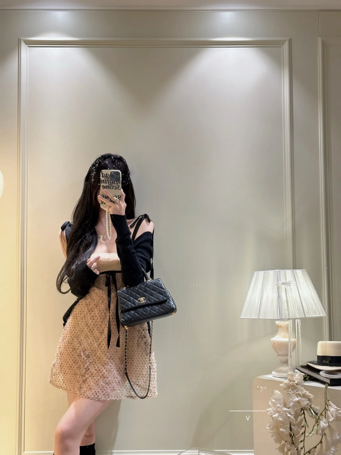 

Нежное кружевное платье в горошек для женщин с микро-прозрачной талией, завязками и ленточными бретелями