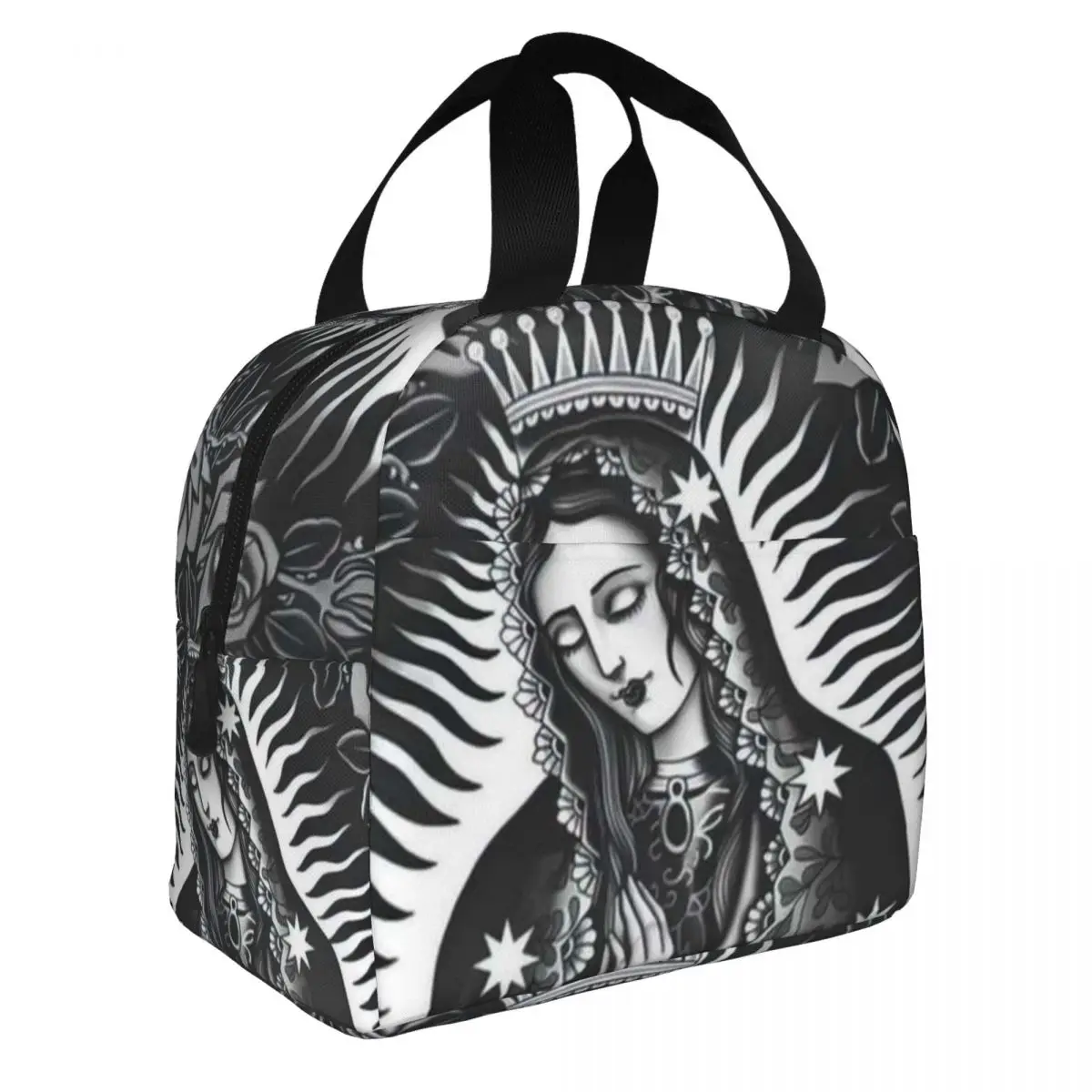 Virgin Mary Lunch Bento Bags Portable Aluminum Foil thickened Thermal Cloth Lunch Bag for Women Men Boy