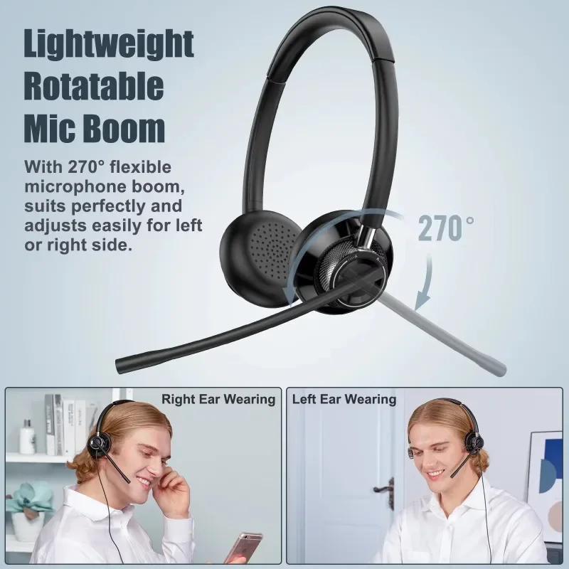 High Rated Phone Headphones Office Headphones with Microphone USB Wired Headphones for Work Zoom Team Meetings