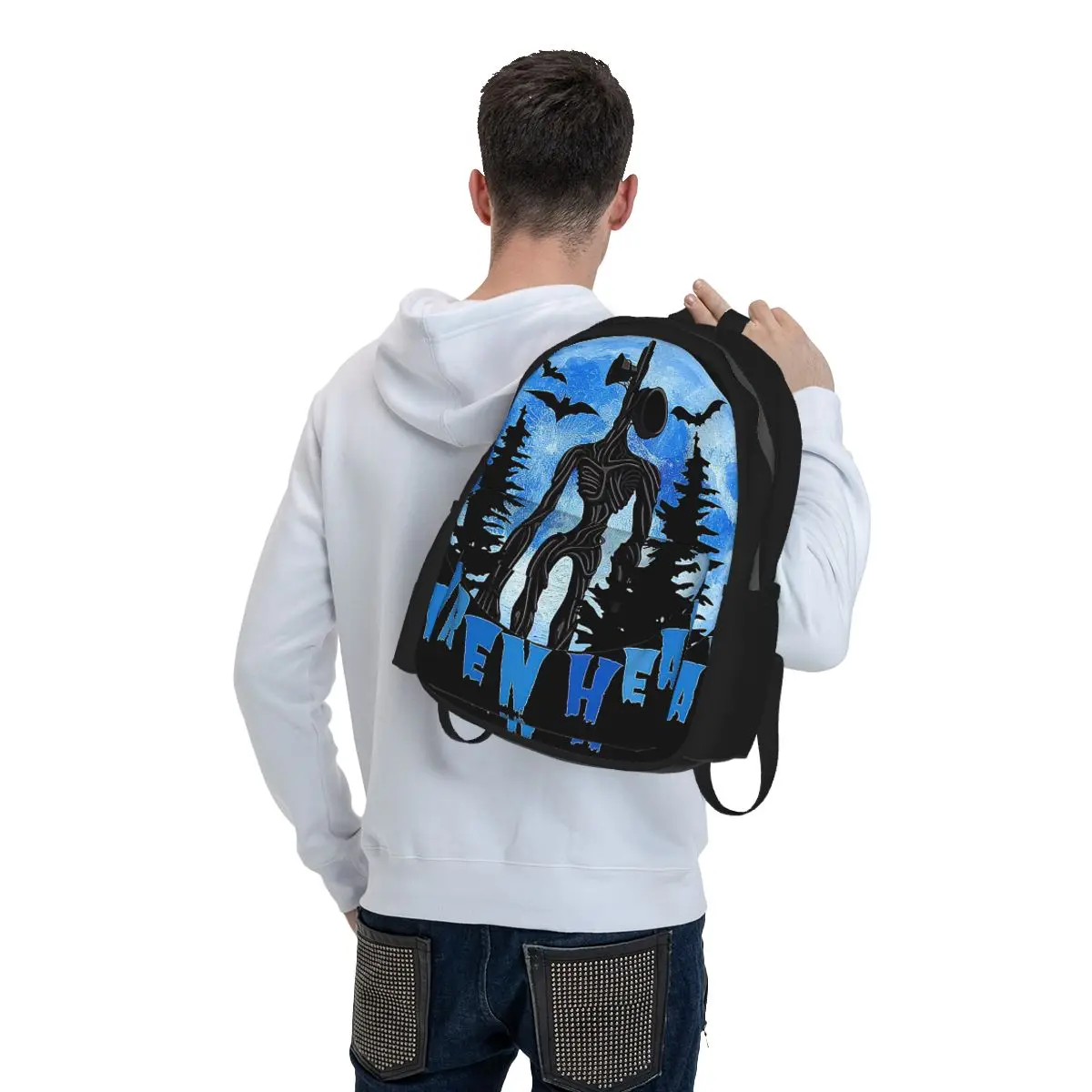 Cartoon Horror Creepypasta Siren Head Backpack Student BookBag Children School Bag Laptop Shoulder Bags for Men Women