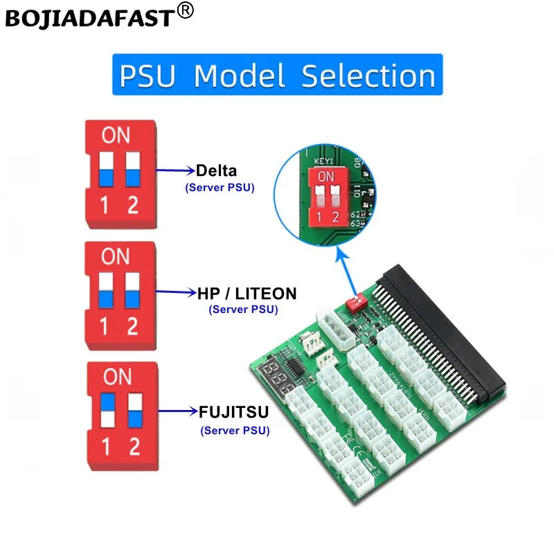 16 * PCI-E 6Pin Connector Breakout Board Synchronization on/off For HP LITEON Delta FUJITSU Server Power Supply