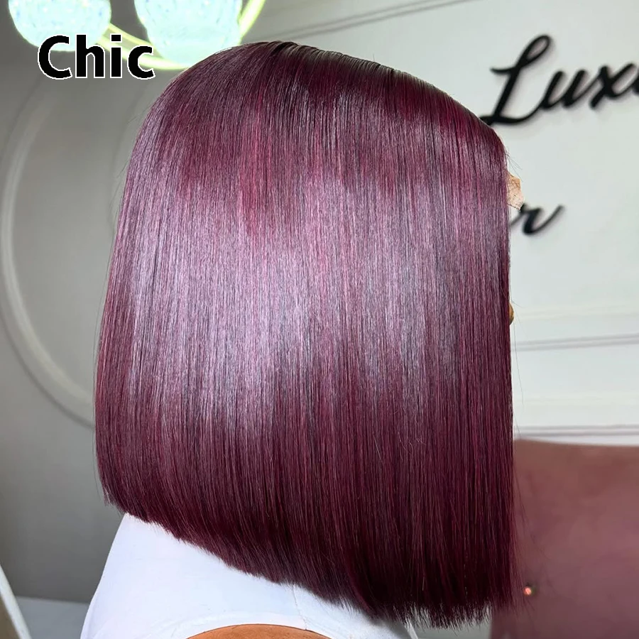 200gm بوب شعر مستعار 100% شعر الإنسان الخام عذراء قصيرة غلويليس 5x5 ريال HD الدانتيل إغلاق الباروكات مزدوجة تعادل # 99j الباروكات الملونة ارتداء والذهاب #3