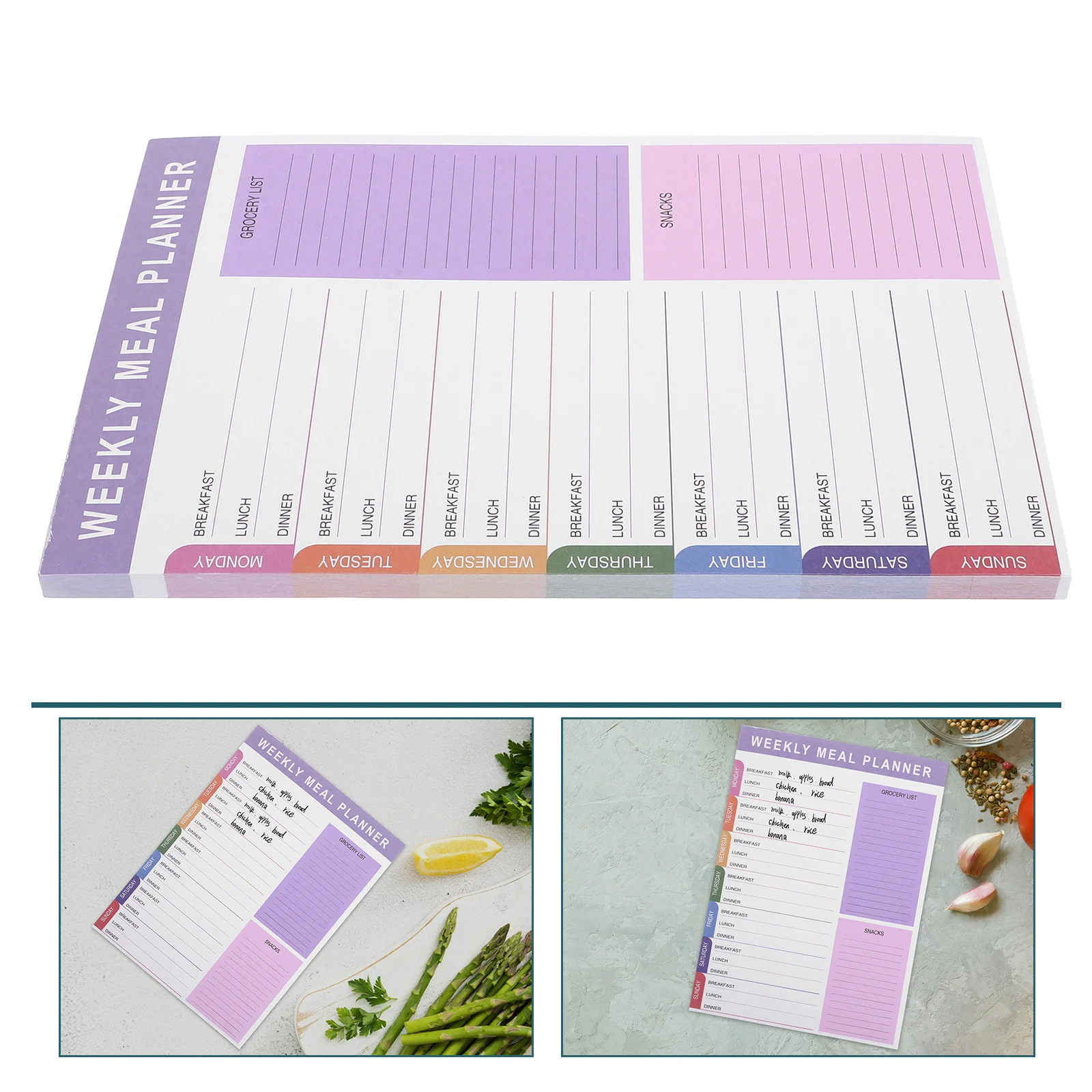 

60 Sheets Meal Planner Notepad for Fridge Tear Off Weekly Monthly Healthy Eating Schedule Grocery List Pad Daily Planner