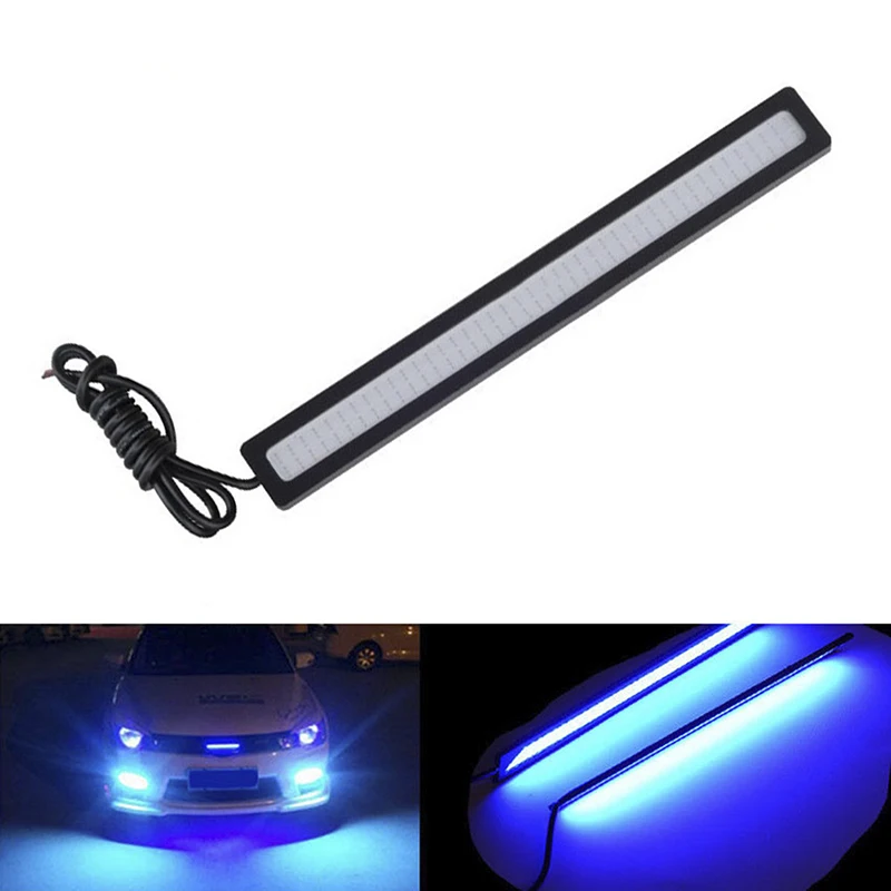 1ชิ้นหลอดไฟ LED สีฟ้า COB สำหรับรถยนต์ไฟตัดหมอก DRL ไฟขับรถกันน้ำ DC 12V 17ซม.