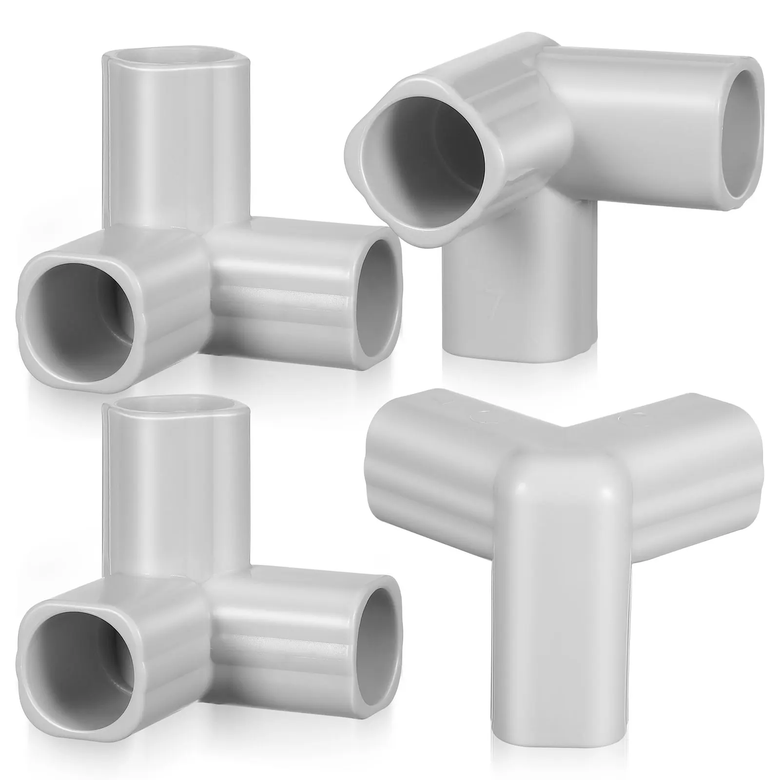4 個 3 ウェイ PVC パイプ継手コネクタコーナーエルボアダプターベビーセーフティゲートベビーサークルフェンス T 字型コネクタライトグレー