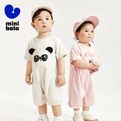 Mini Bala Infant Outfit 2024 Summer New Style Boys and Girls Pure Cotton Cute Panda Baby Onesie Baby Clothes